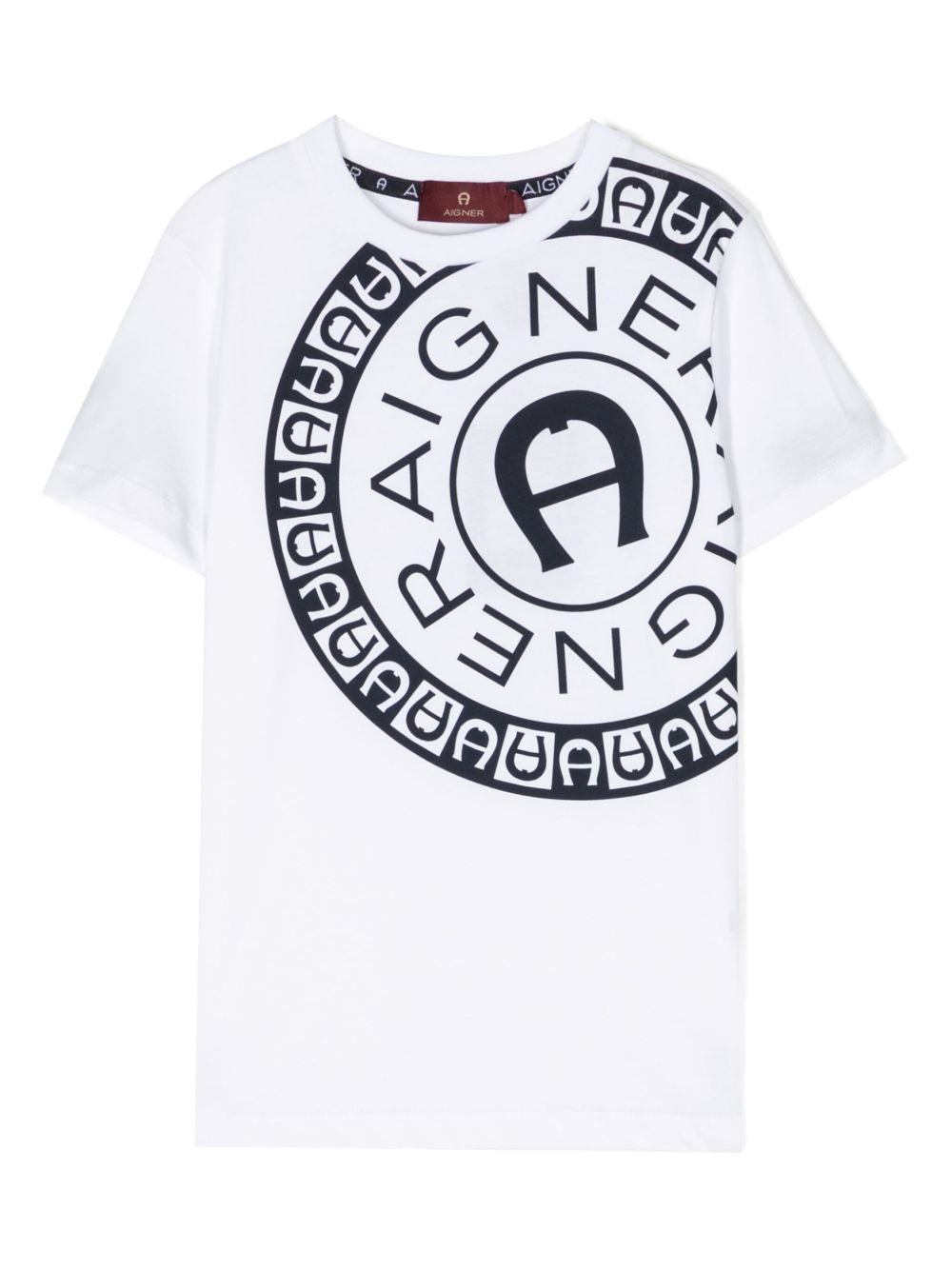 Aigner Kids logo印花棉T恤 - 白色