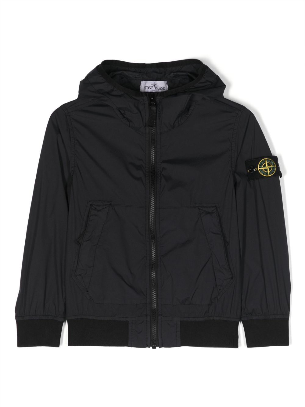 Stone Island Junior 罗盘徽章连帽夹克 - 黑色