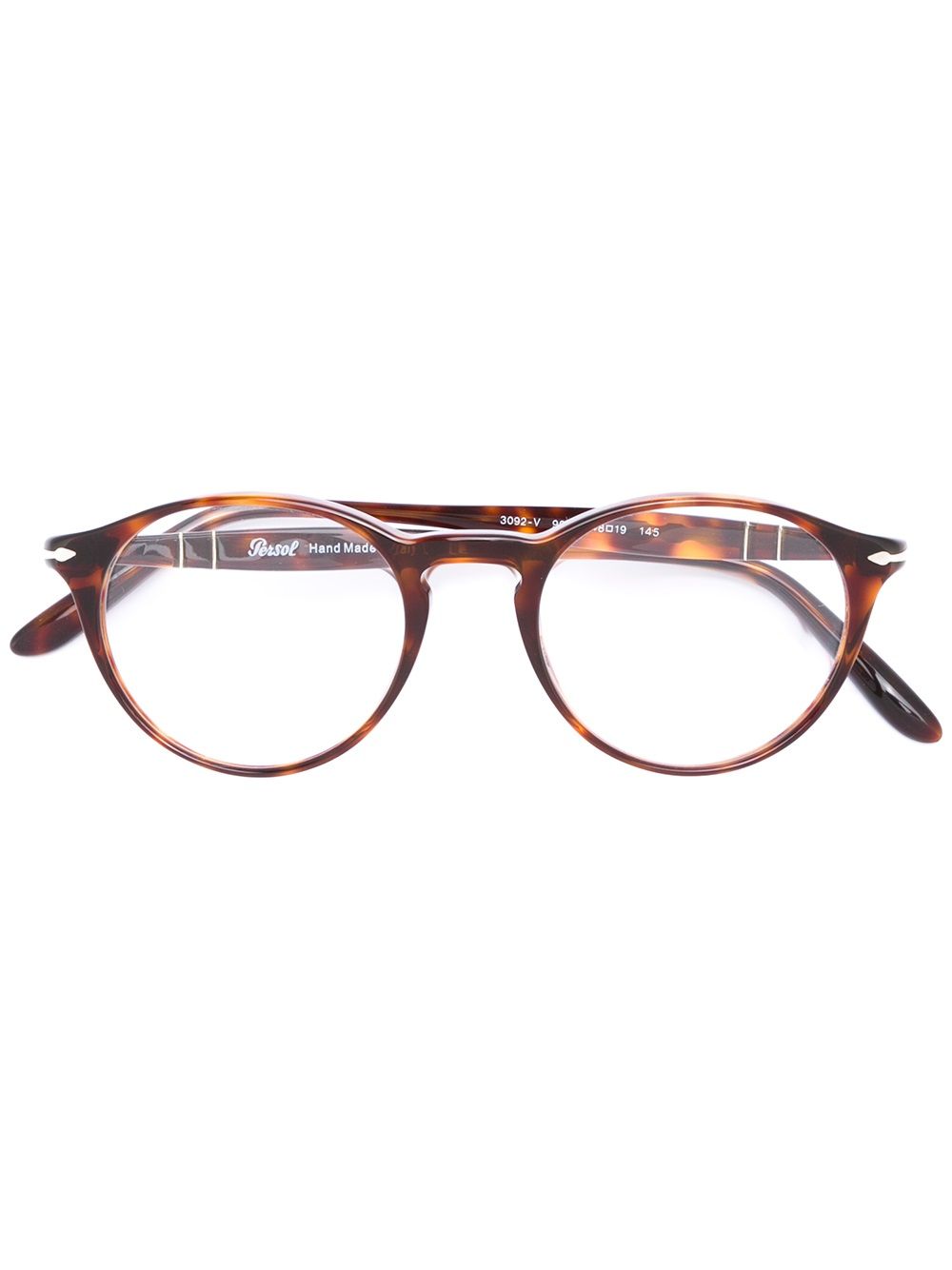 Persol 圆形眼镜镜框 - 褐色