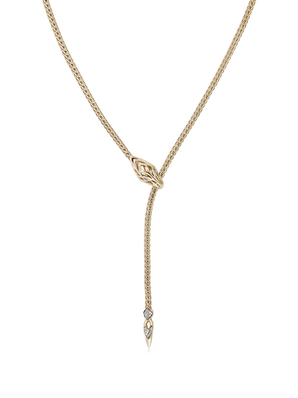 John Hardy 14K黄金 Naga Lariat 白色钻石项链 - 金色