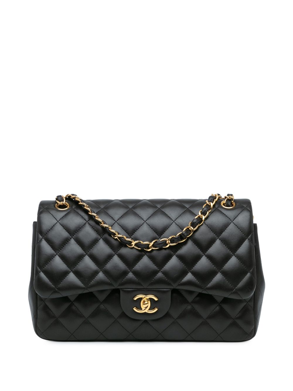 CHANEL Pre-Owned Jumbo Classic Double Flap 小羊皮单肩包（2011年典藏款） - 黑色