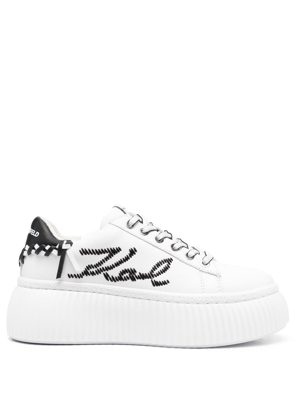 Karl Lagerfeld logo刺绣厚底低帮运动鞋 - 白色
