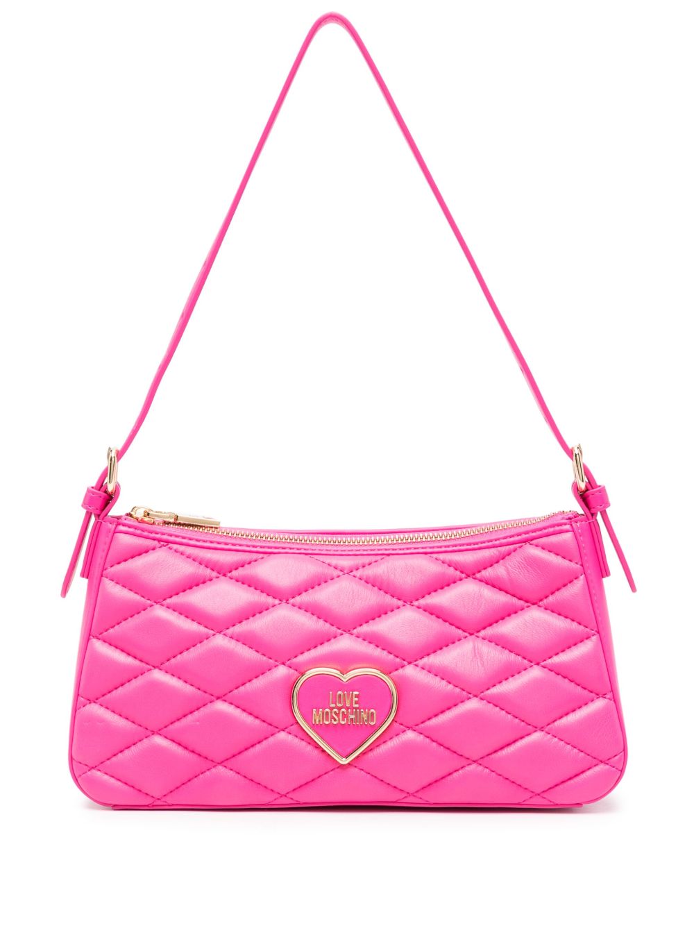 Love Moschino logo标牌绗缝单肩包 - 粉色