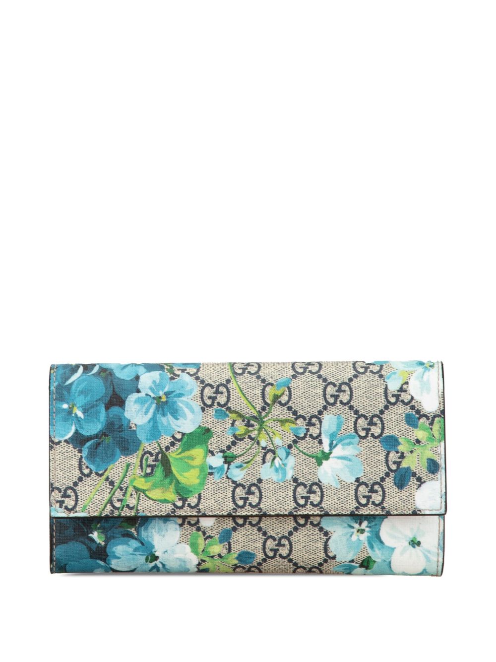 Gucci Pre-Owned GG Supreme Blooms Continental 长款钱包（2000-2015年典藏款） - 褐色