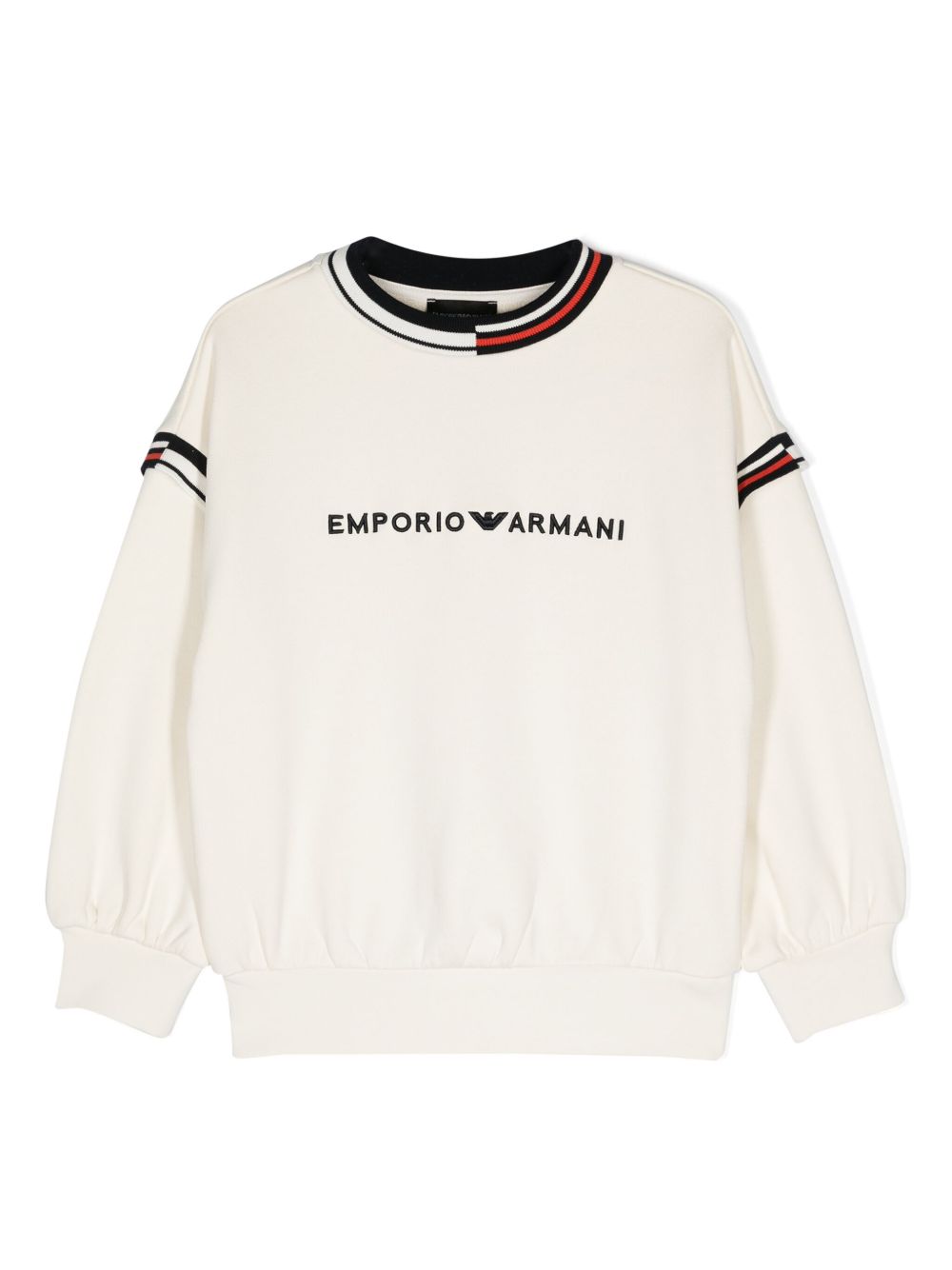 Emporio Armani Kids logo刺绣棉卫衣 - 白色