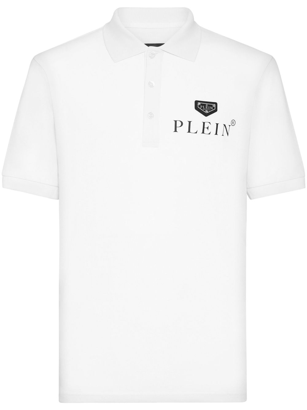 Philipp Plein logo印花棉polo衫 - 白色