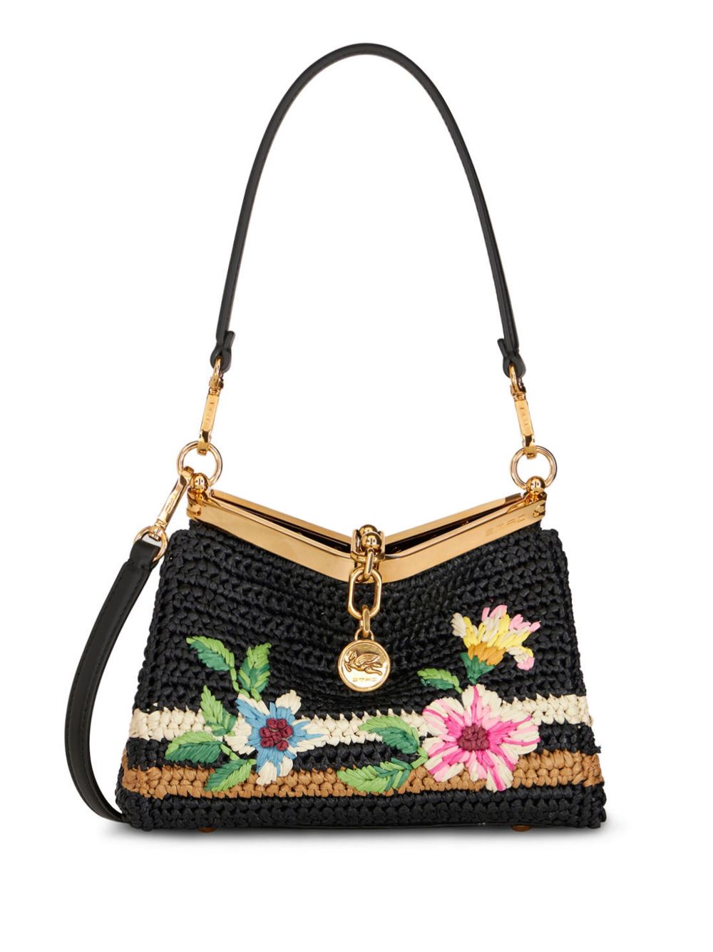 ETRO Vela 花卉刺绣斜挎包 - 黑色