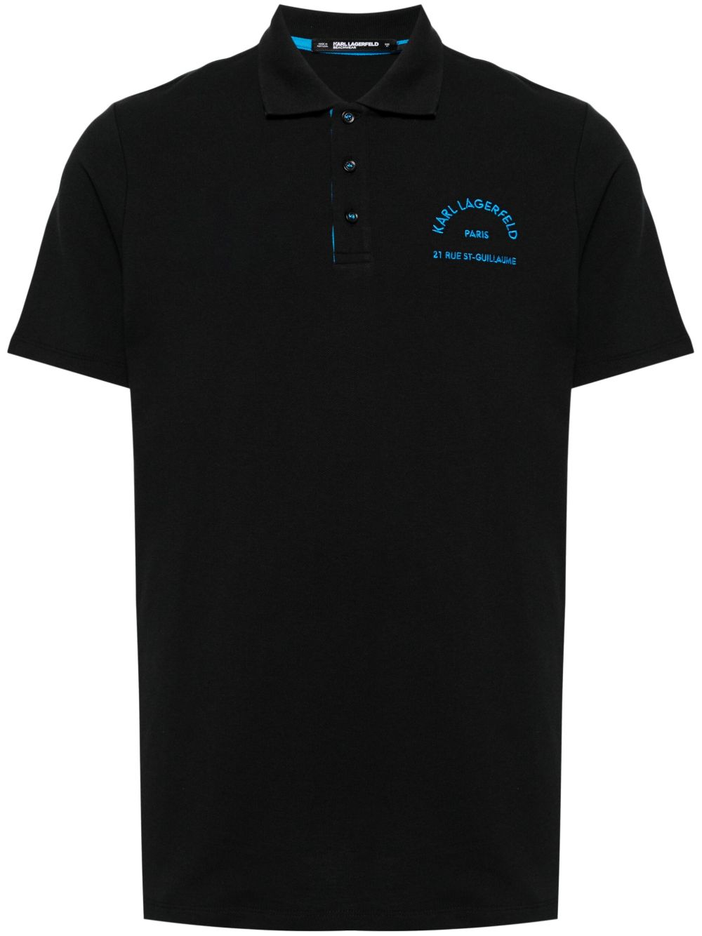 Karl Lagerfeld logo刺绣棉polo衫 - 黑色