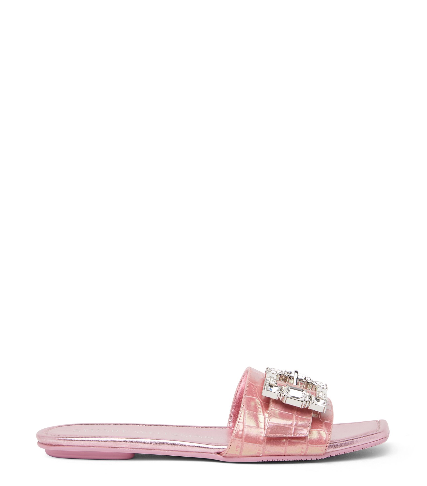 Stuart Weitzman Saint Tropez Flat Slide - Woman Flats And Loafers Cotton Candy Ice 39