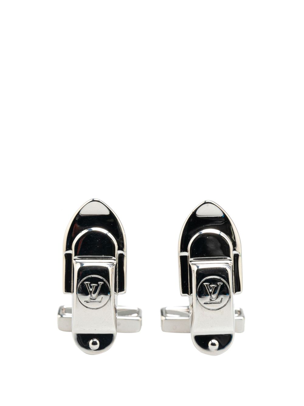 Louis Vuitton Pre-Owned 纯银 Trunk Latch 袖扣（2000年代典藏款） - 银色