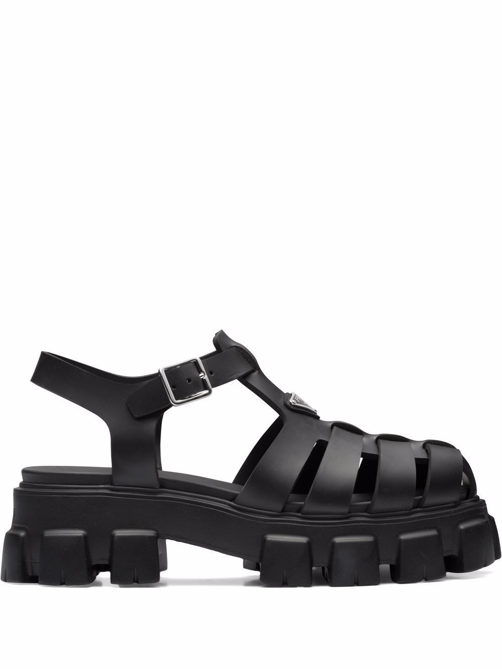 Prada 普拉达 三角形logo渔夫凉鞋 - 黑色