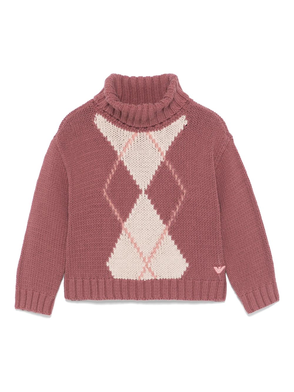Emporio Armani Kids 菱纹图案毛衣 - 粉色