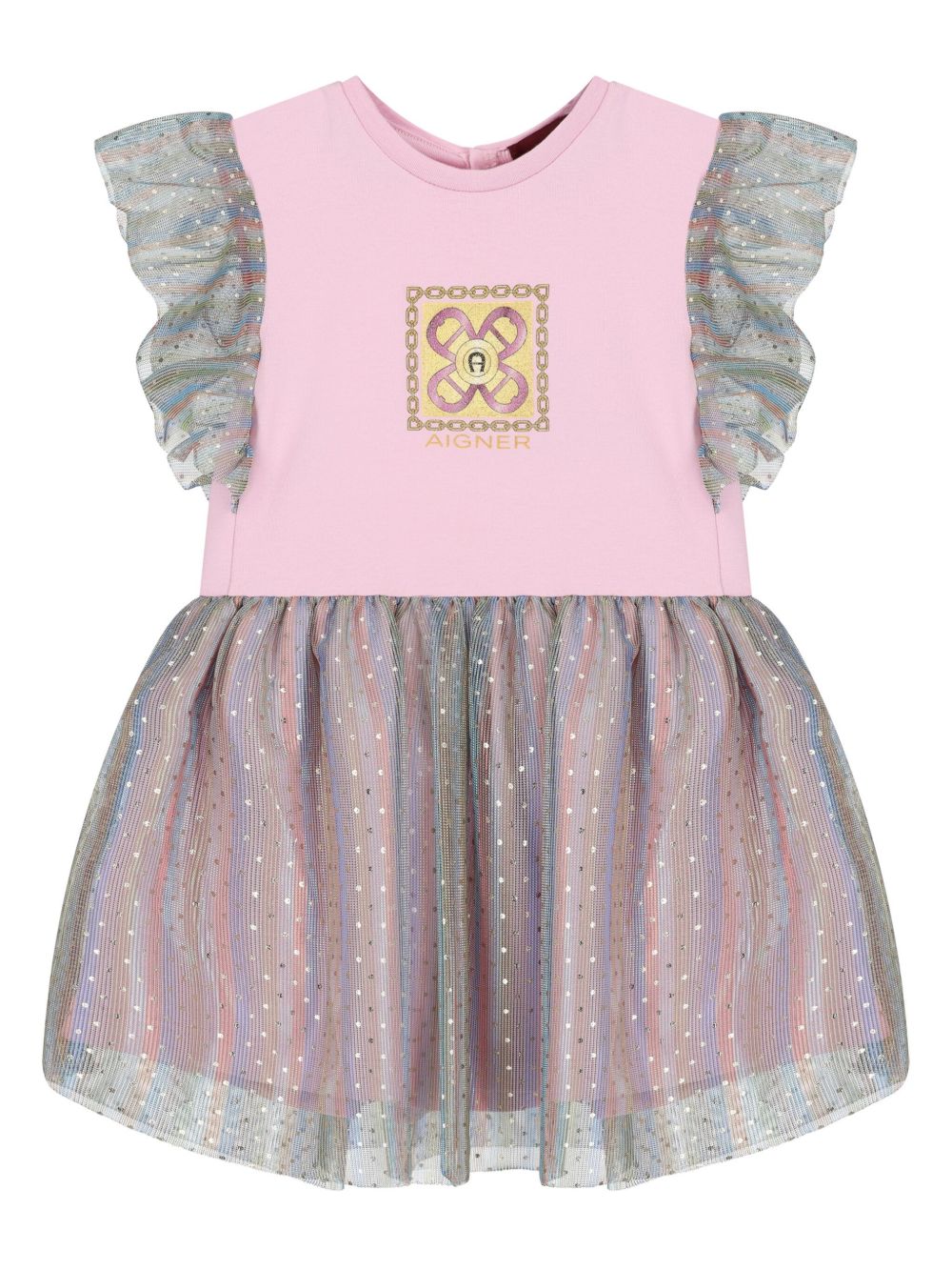 Aigner Kids logo印花连衣裙 - 粉色