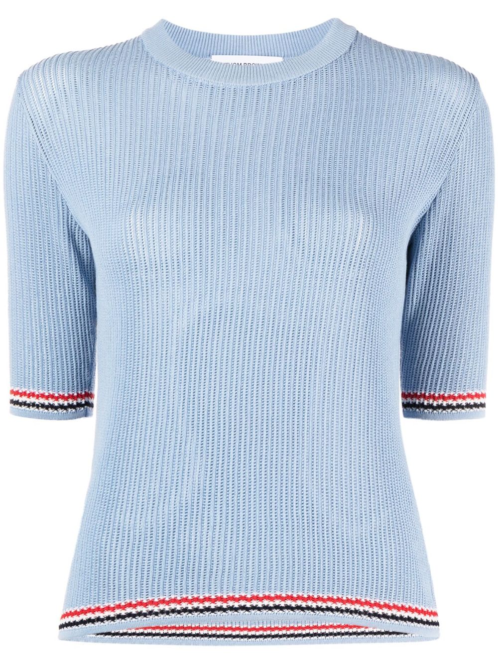 Thom Browne 红白蓝边饰网眼编织上衣 - 蓝色