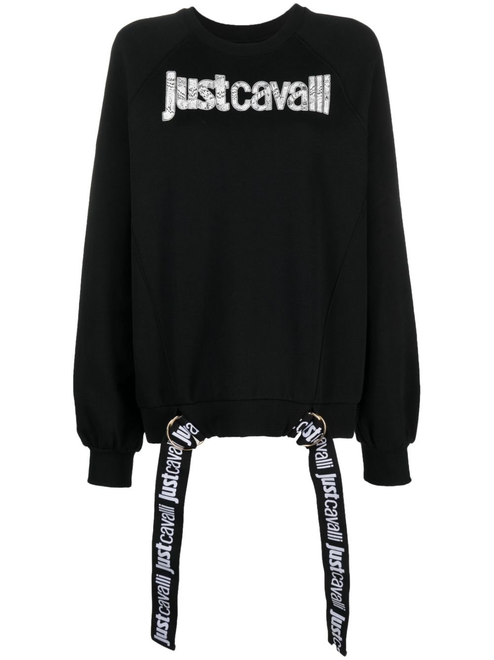 Just Cavalli logo印花棉卫衣 - 黑色