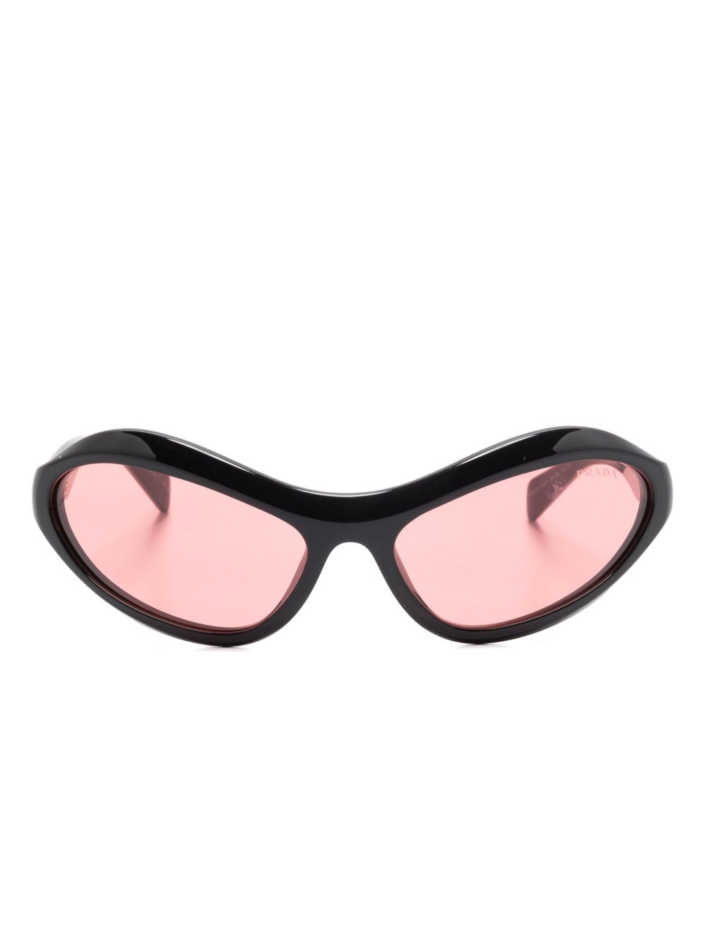 Prada Eyewear 环绕式镜框太阳眼镜 - 黑色
