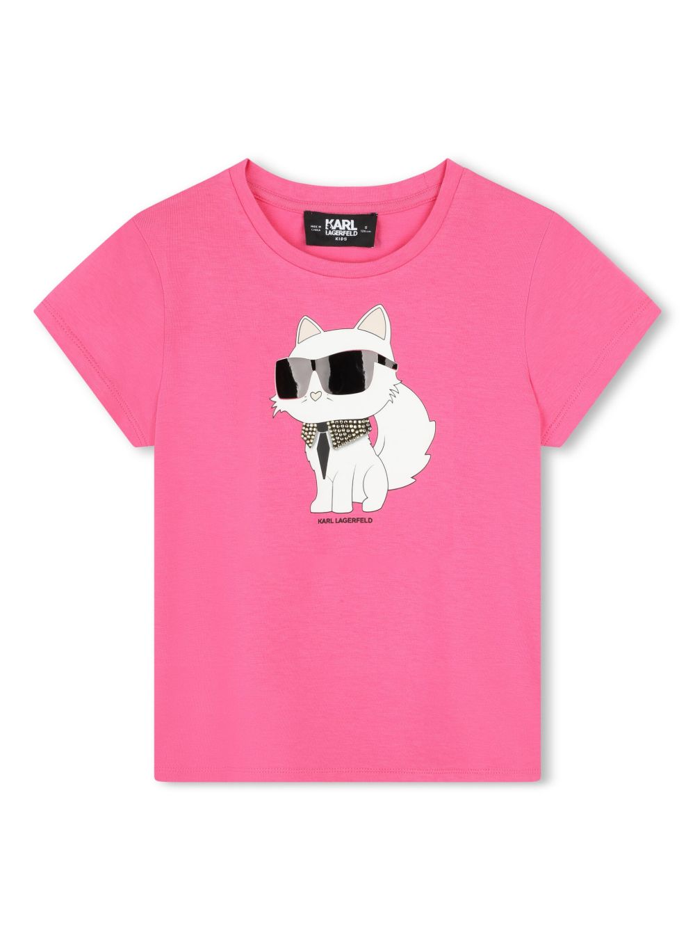 Karl Lagerfeld Kids Ikon Choupette 水钻缀饰T恤 - 粉色