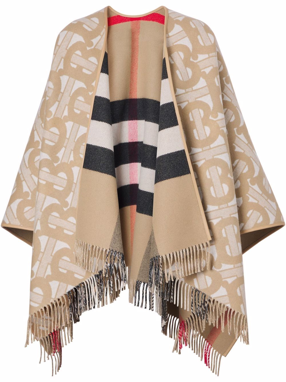 Burberry 双面经典logo斗篷 - 褐色