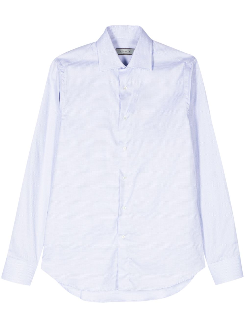 Canali 迷你波点棉衬衫 - 蓝色