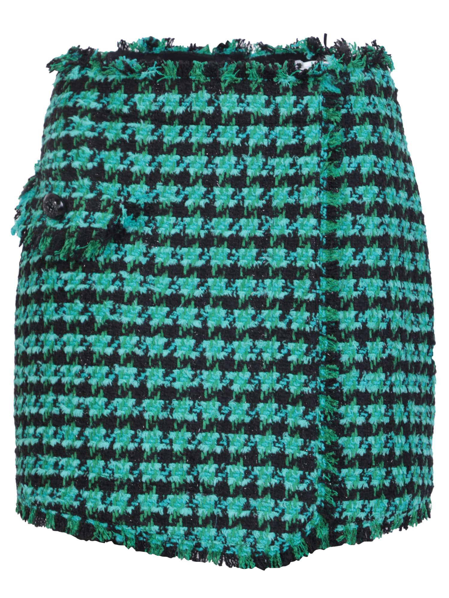 MSGM Tweed Houndstooth-pattern Emerald Green Shorts