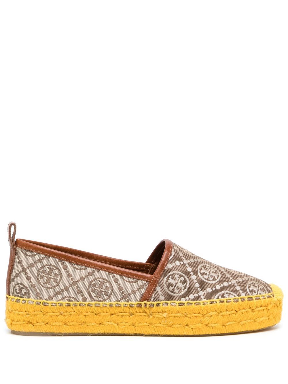 Tory Burch logo印花草编鞋 - 褐色