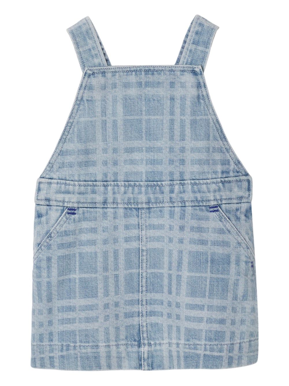 Burberry Kids Check Denim Pinafore Dress - 蓝色