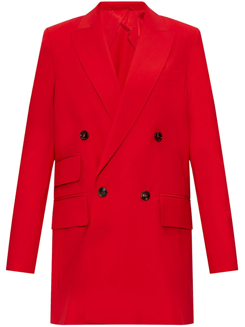 Max Mara 初剪羊毛双排扣西装夹克 - 红色