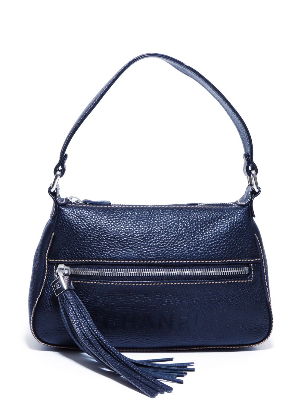 CHANEL Pre-Owned 凹面压花logo单肩包（2003-2004年典藏款） - 黑色