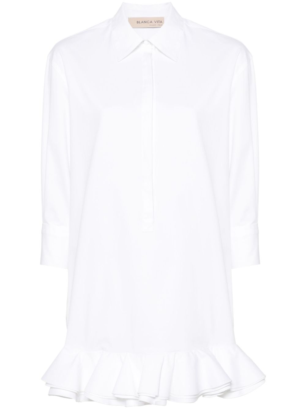 Blanca Vita Acaly 荷叶边细节连衣裙 - 白色