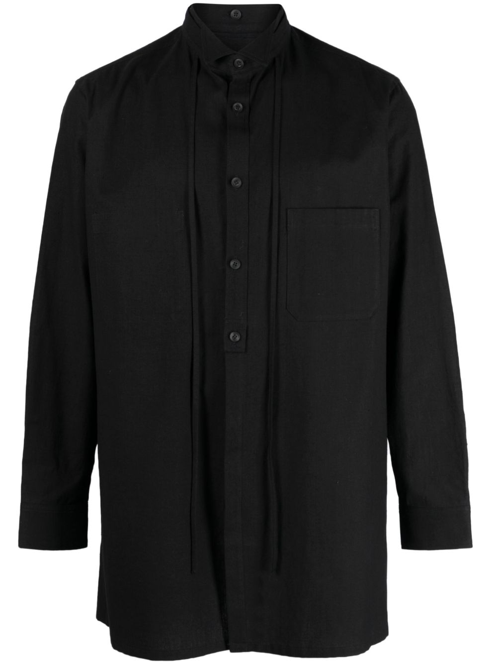 Yohji Yamamoto 宽领棉衬衫 - 黑色