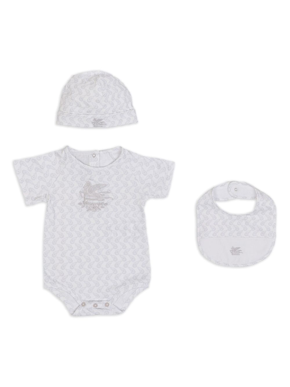 ETRO KIDS 佩斯理印花平纹针织连体衣（三件装） - 白色
