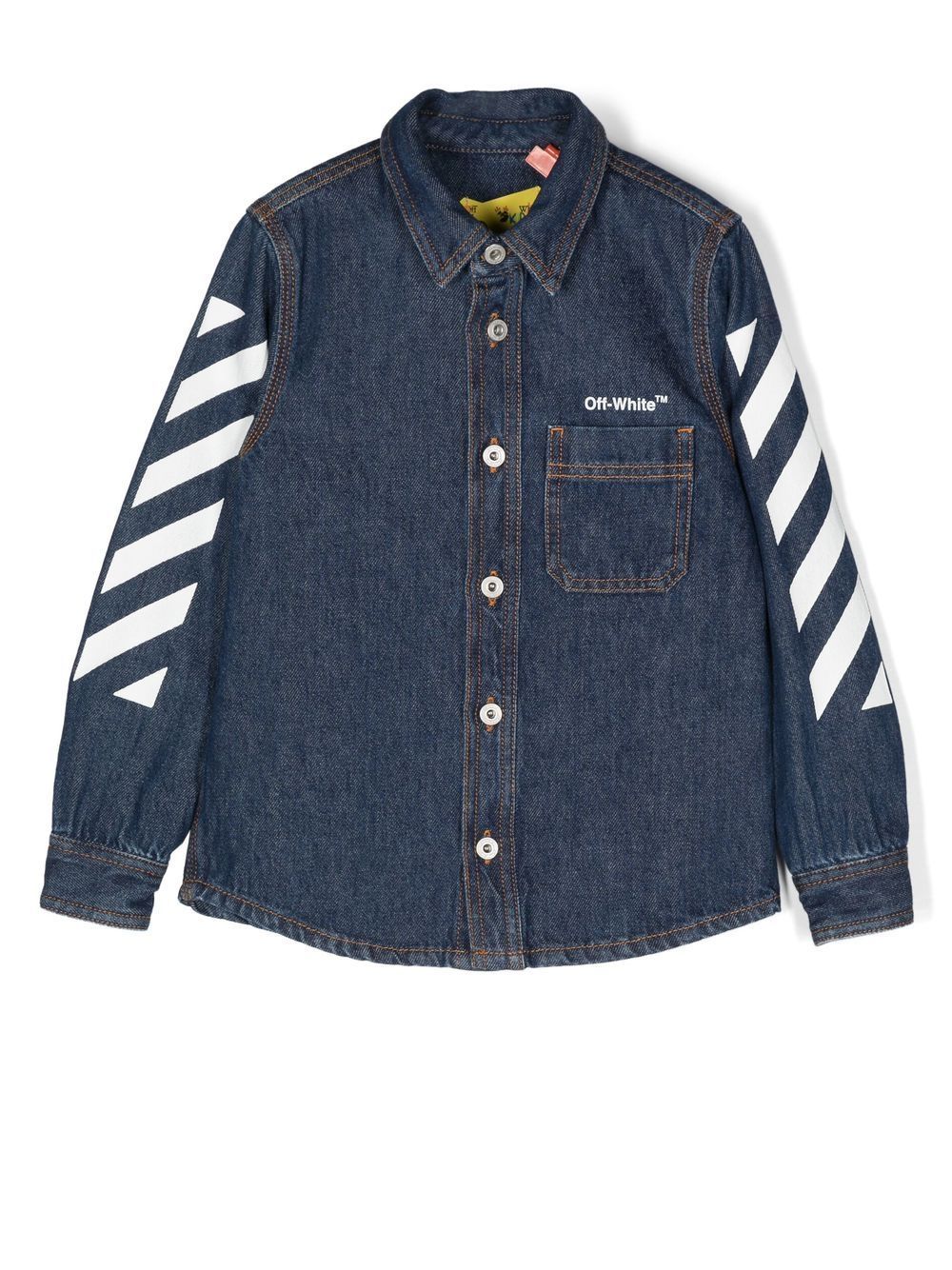 Off-White Kids logo印花长袖衬衫 - 蓝色
