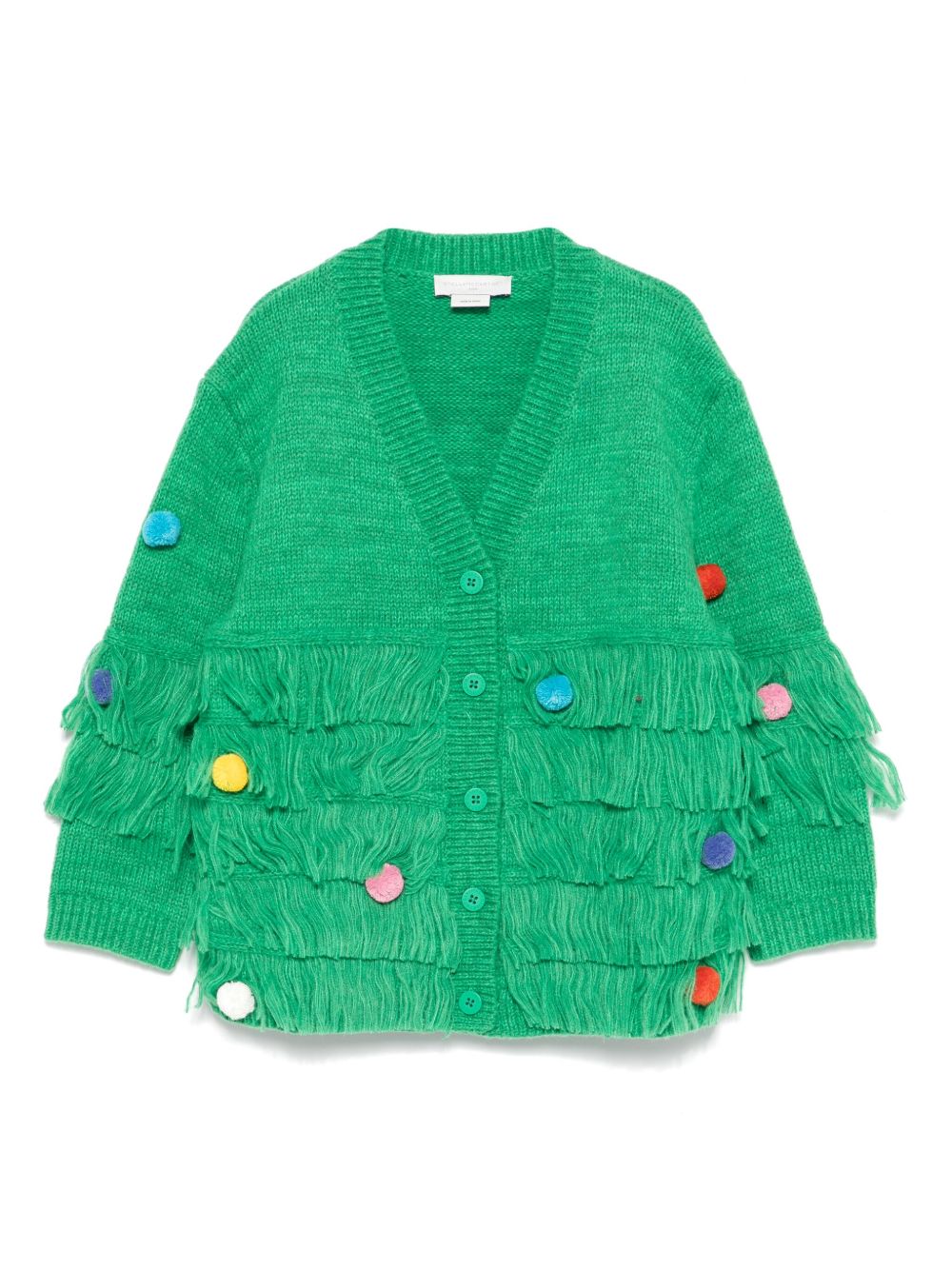 Stella McCartney Kids 绒球细节开衫 - 绿色