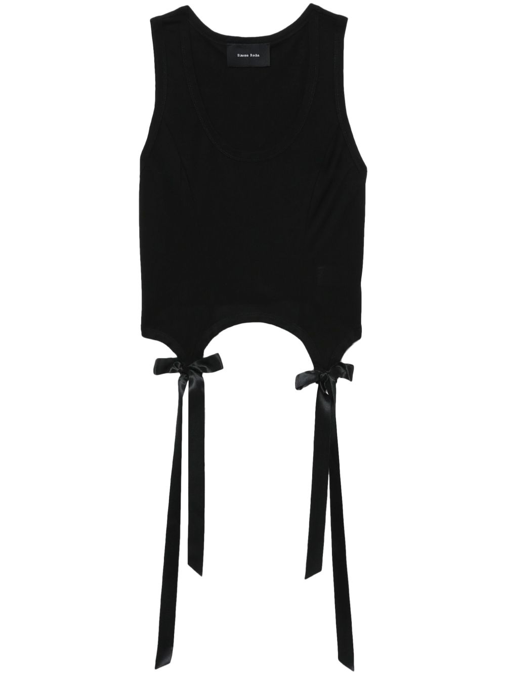 Simone Rocha 蝴蝶结缎带细节棉马甲 - 黑色