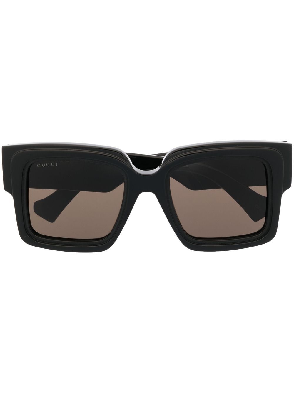 Gucci Eyewear logo标牌方框太阳眼镜 - 黑色