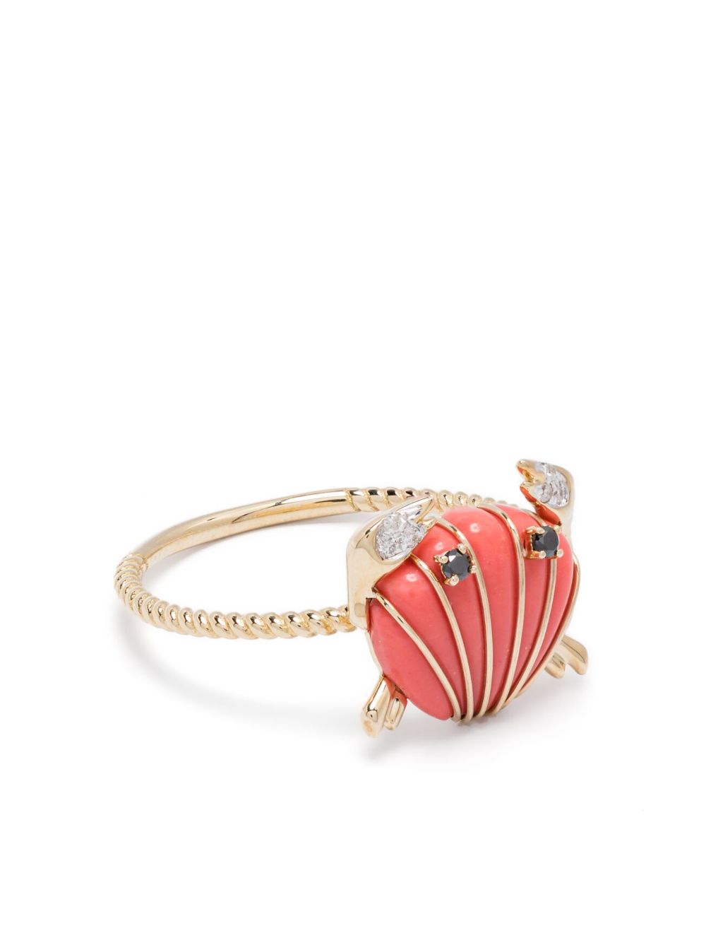 Yvonne Léon 9K黄金 Mini Crab 钻石戒指 - 金色