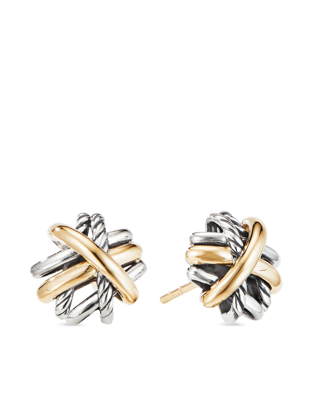 David Yurman 18K黄金纯银 Crossover 耳钉 - 银色