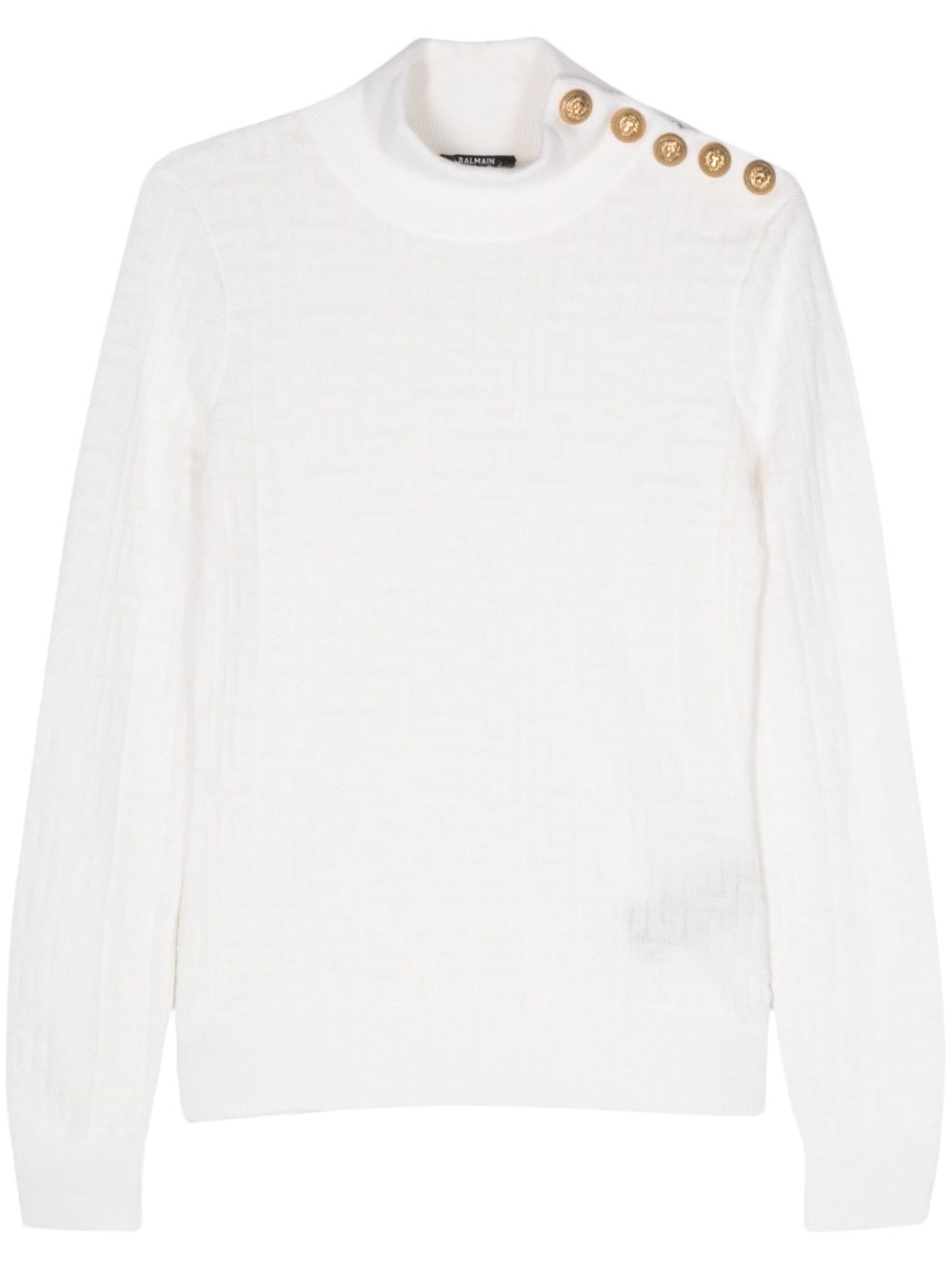 Balmain PB 经典logo罗纹毛衣 - 白色