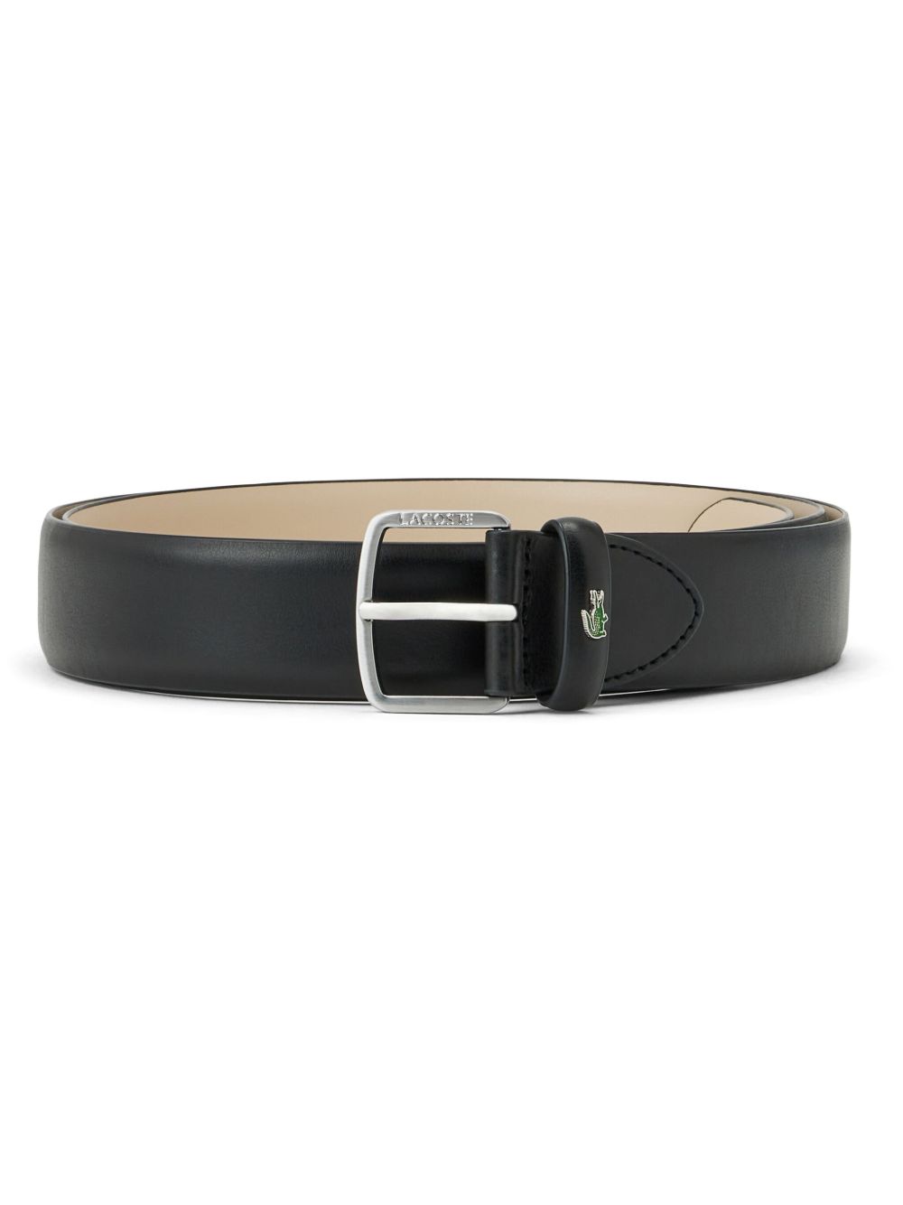 Lacoste logo雕刻皮质腰带 - 黑色