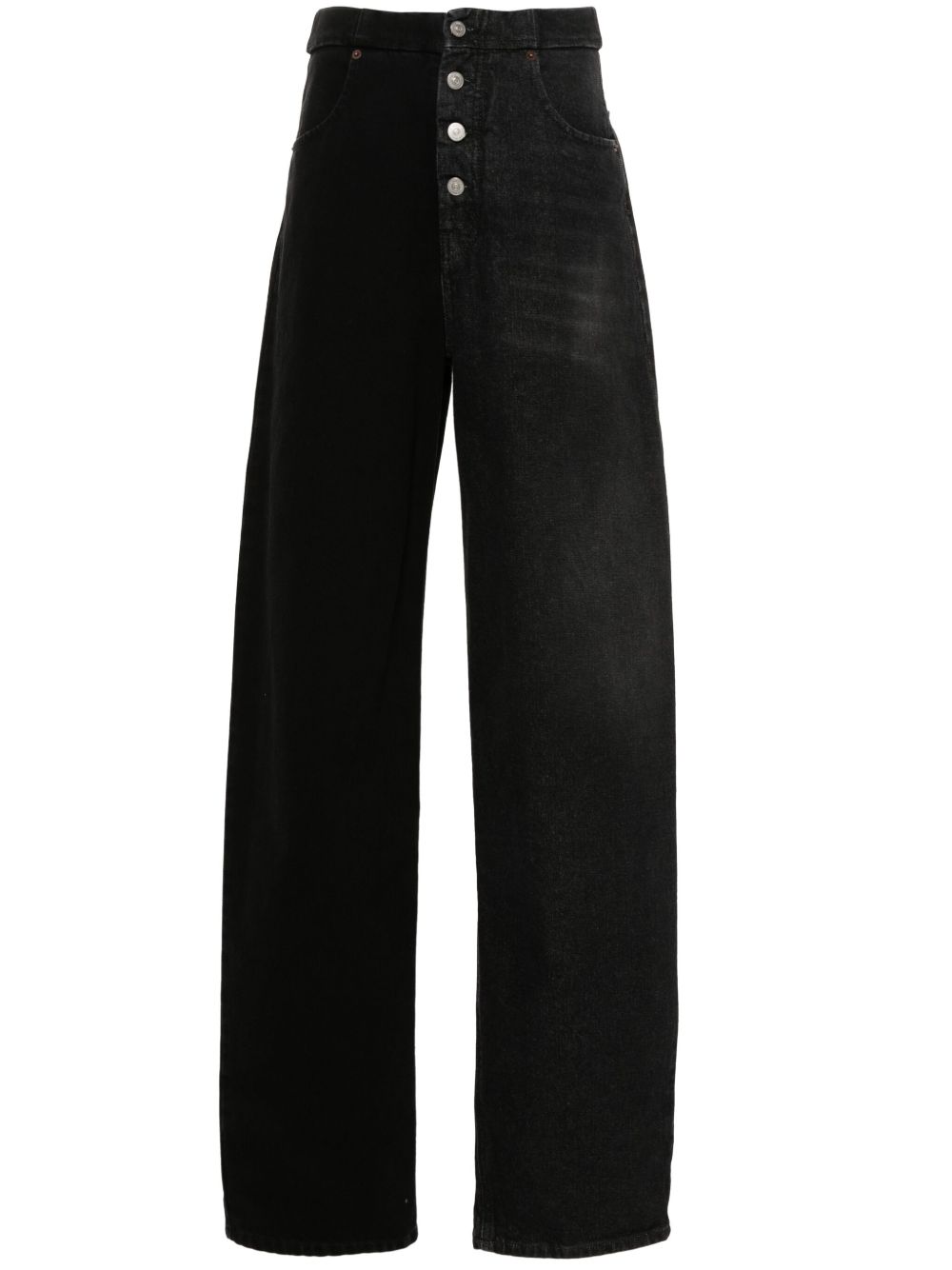 MM6 Maison Margiela Half and Half 阔腿牛仔裤 - 黑色