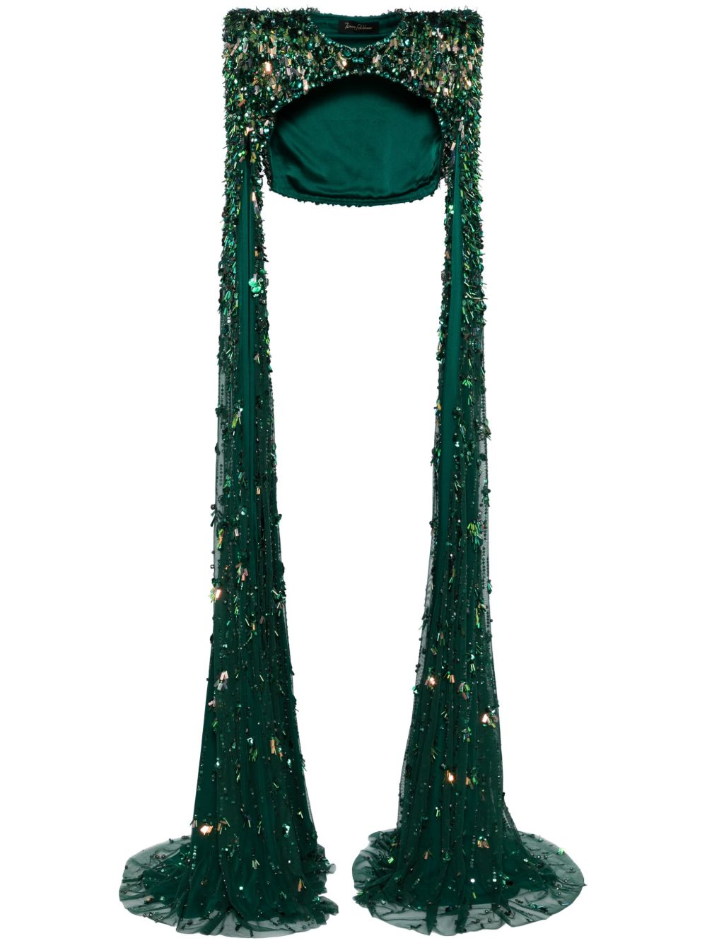 Jenny Packham Sharona 亮片斗篷 - 绿色