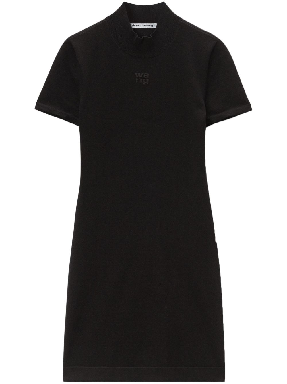Alexander Wang logo压纹企领连衣裙 - 黑色