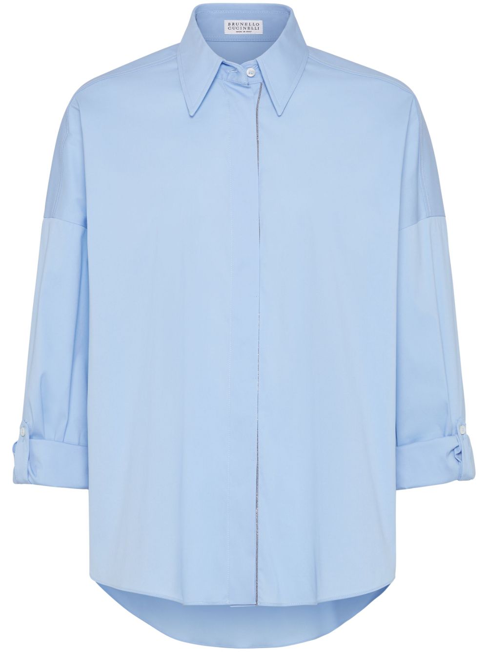 Brunello Cucinelli 府绸衬衫 - 蓝色