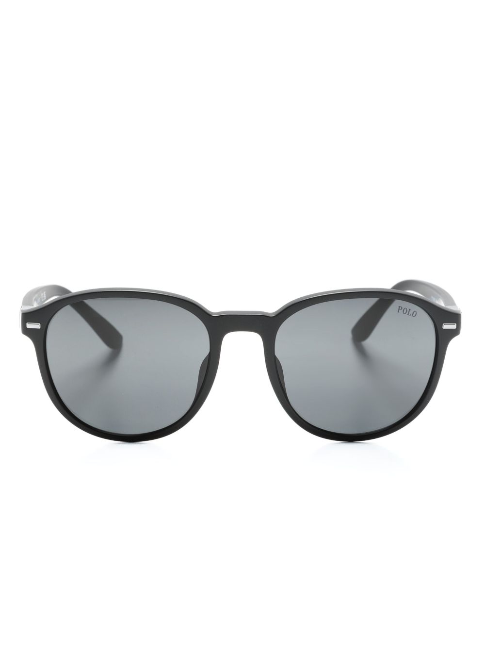 Polo Ralph Lauren logo雕刻圆框太阳眼镜 - 黑色