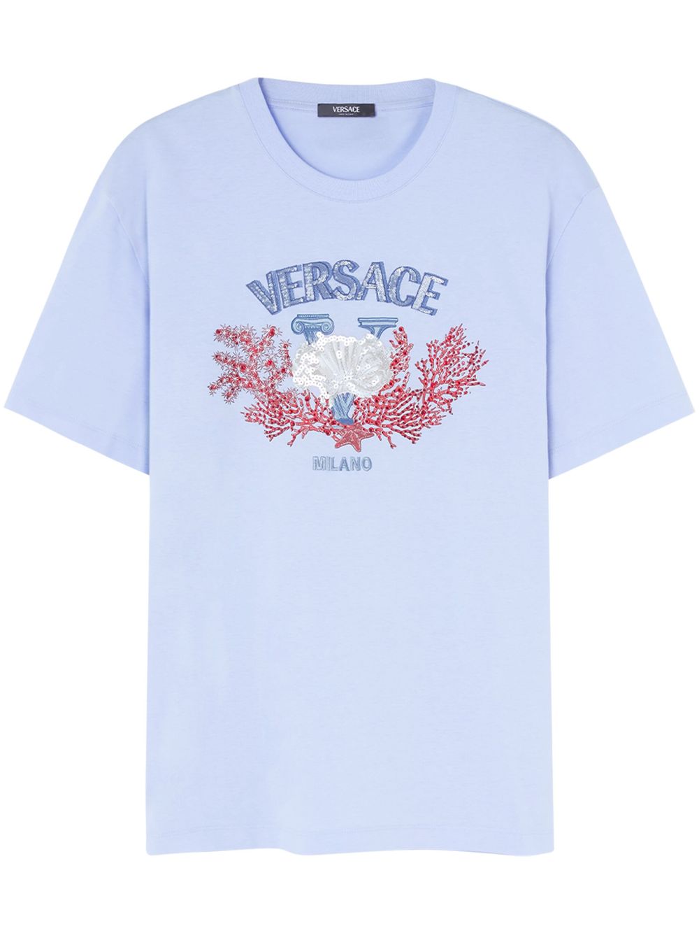 Versace University Coral 刺绣T恤 - 蓝色