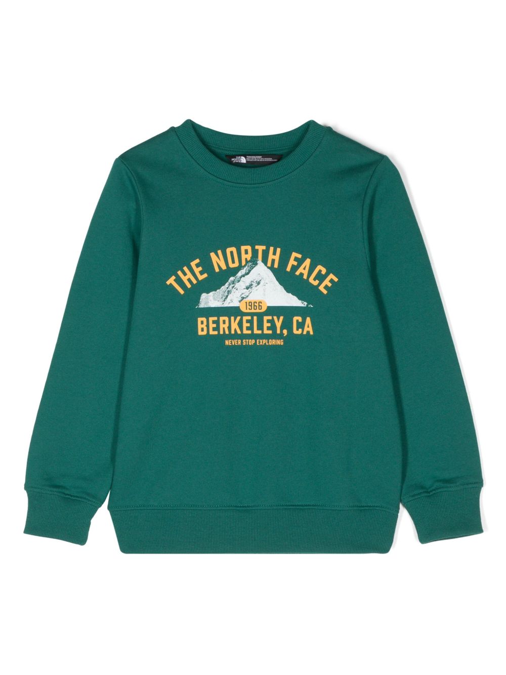 The North Face Kids 图案印花棉卫衣 - 绿色