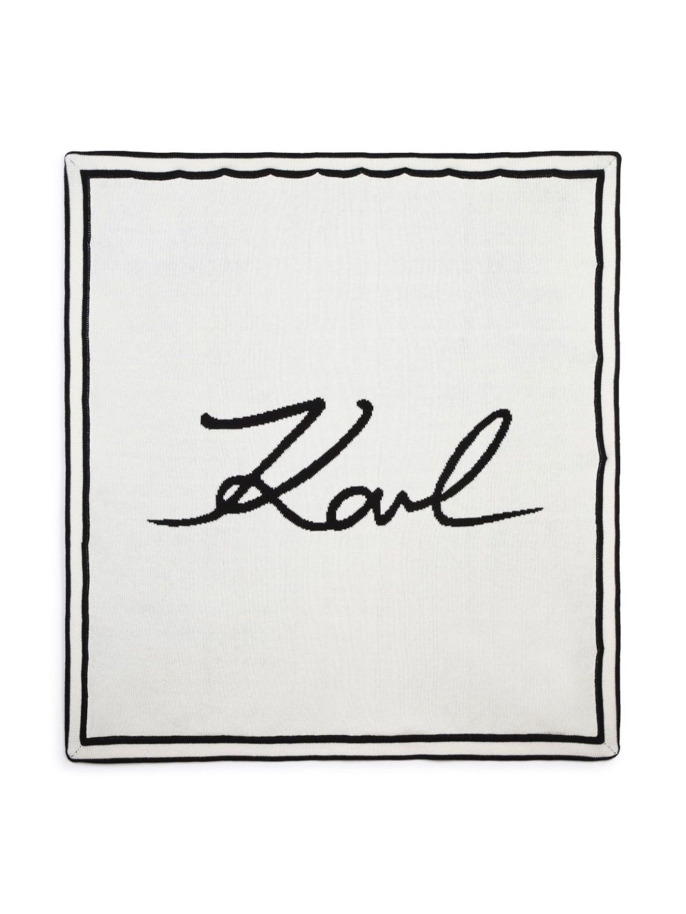 Karl Lagerfeld Kids 经典棉羊绒混纺毯子 - 白色