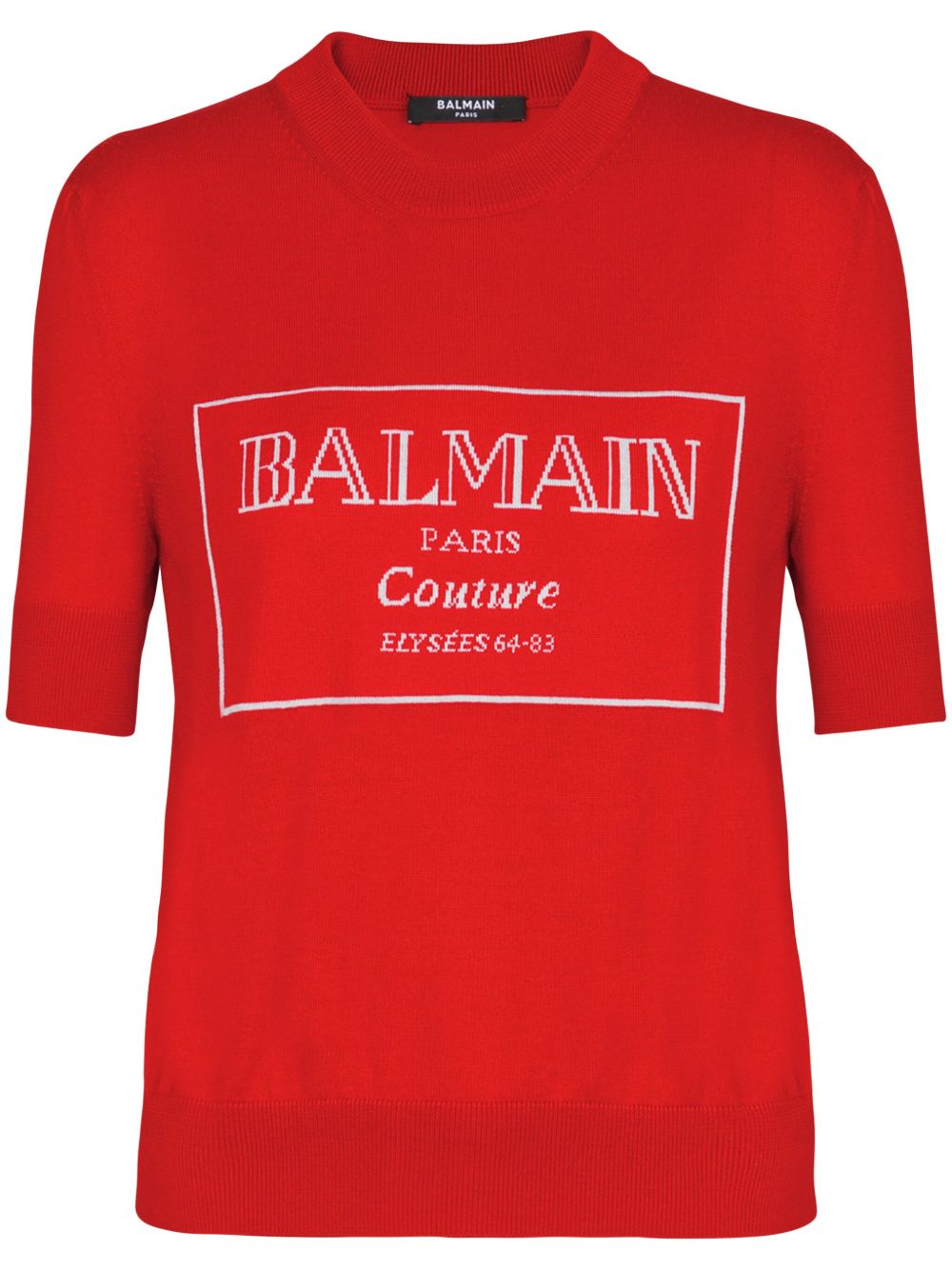 Balmain logo嵌花T恤 - 红色