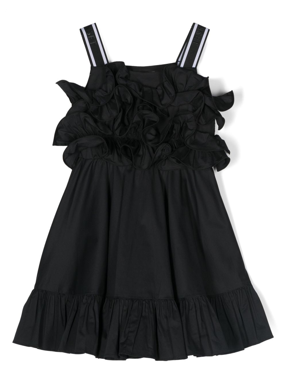 TWINSET Kids 荷叶边无袖连衣裙 - 黑色
