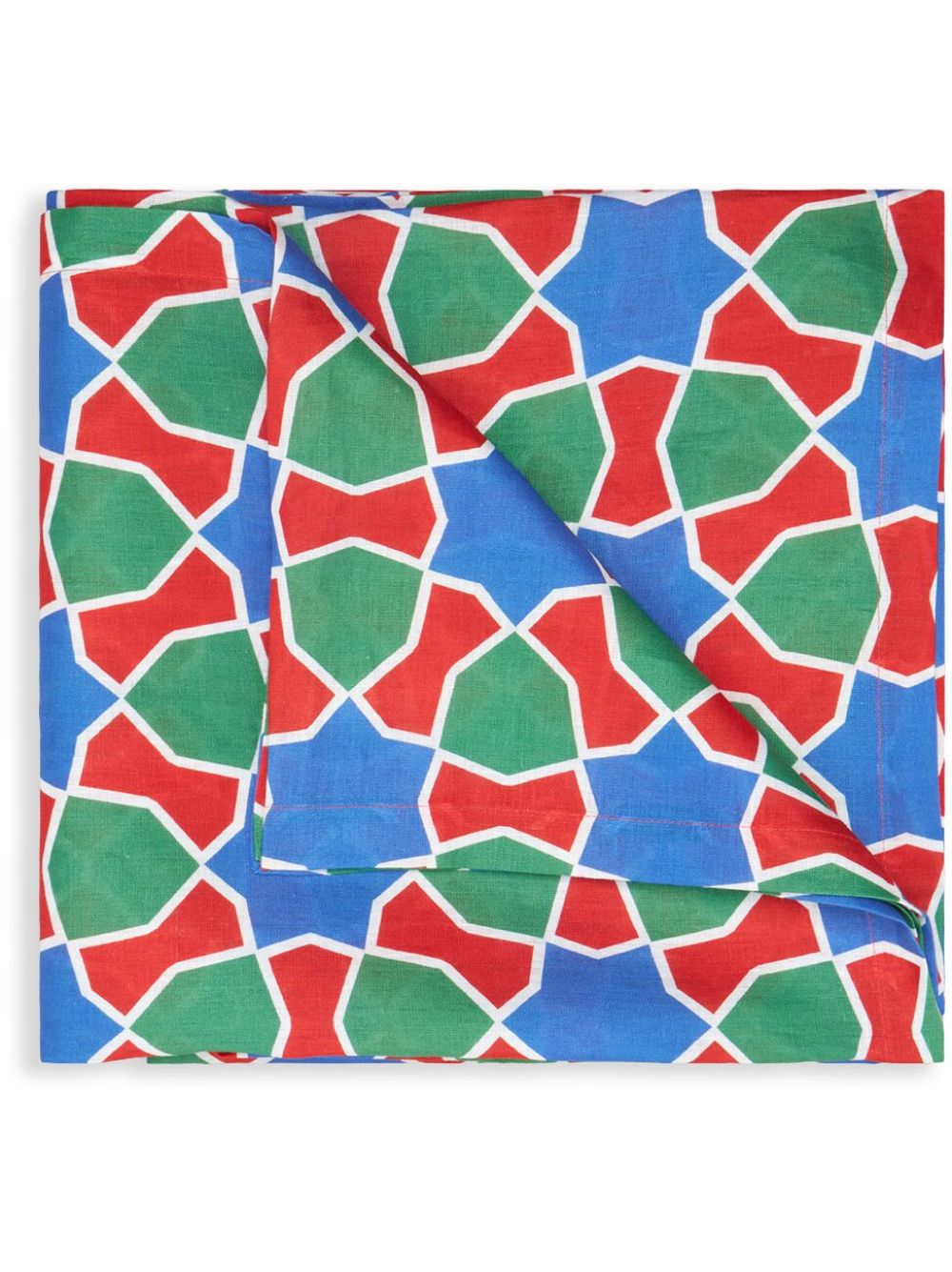 Cabana Tiles 亚麻方形桌巾 - 红色